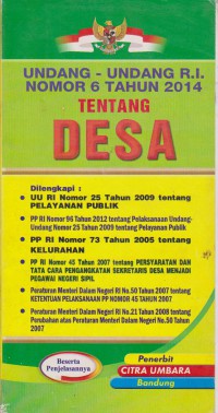 Undang-Undang R.I Nomor 6 Tahun 2014 Tentang Desa